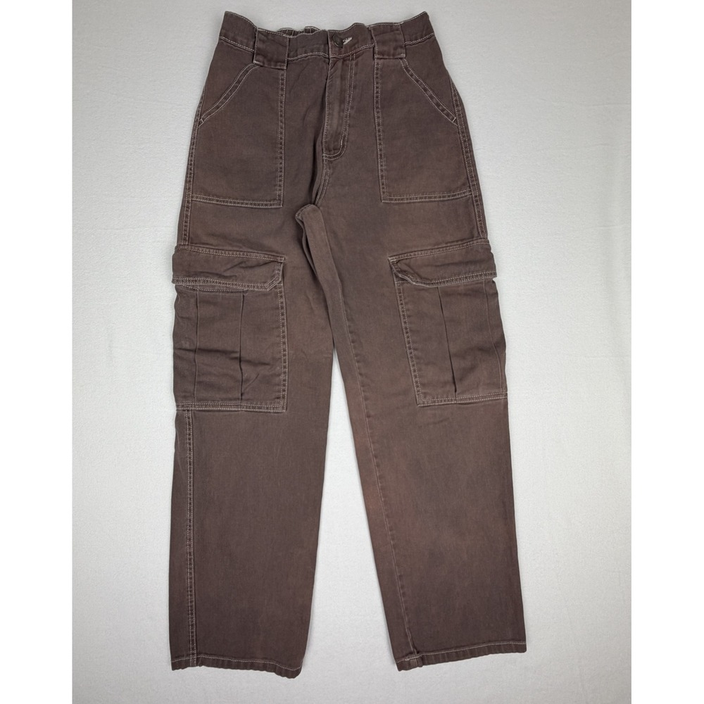 Garage Brown High Waisted Cargo Carpenter Pants Contrast Stitch Womens XS